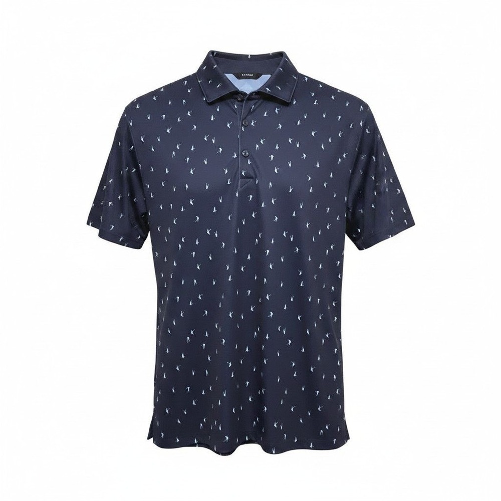 Radmor Taylor Old Mac Print Golf Polo Shirt Dark Navy Mens Large NEW Golfcore